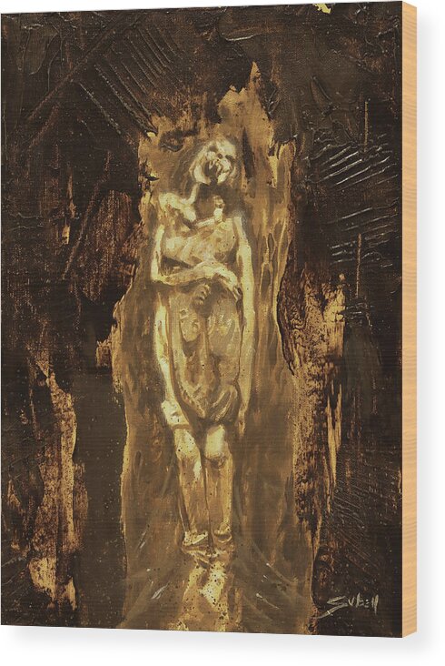 Skull Wood Print featuring the painting Sepulchral Shriek by Sv Bell