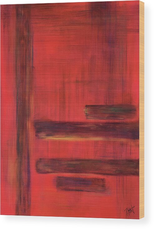 Abstract Wood Print featuring the painting Serenity by Tes Scholtz