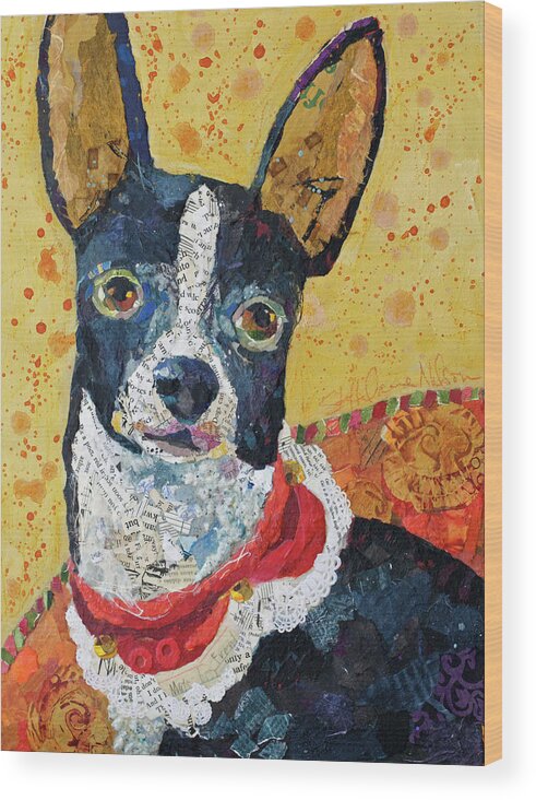 Dog Wood Print featuring the painting Sitting Pretty Chi-Hua-Hua by Elizabeth St Hilaire