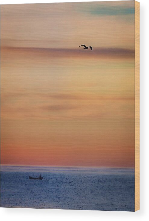 Photographs Wood Print featuring the photograph Skittle and Gull at Sunrise by John A Rodriguez