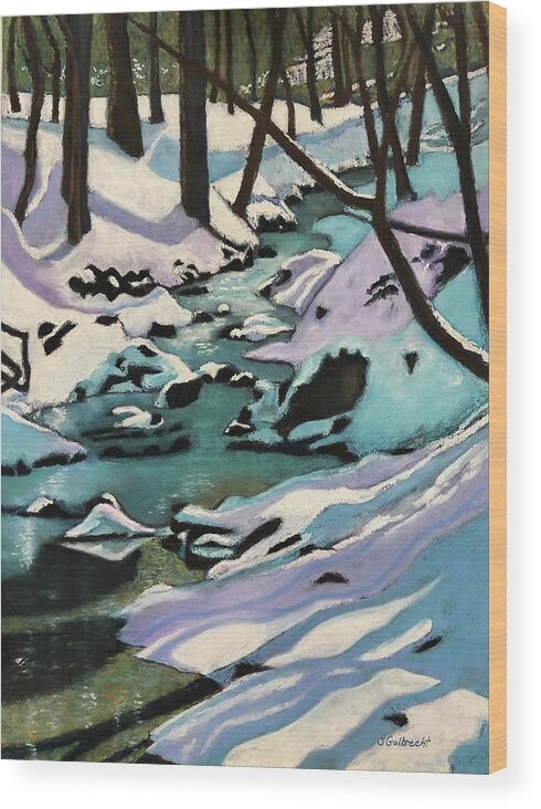 Snowy Creek Wood Print featuring the painting Snowy Creek by Shirley Galbrecht