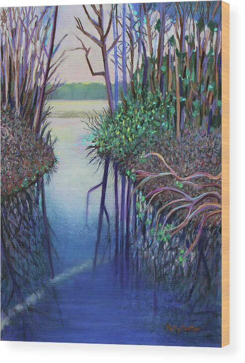  Wood Print featuring the painting Springtime Blues by Polly Castor