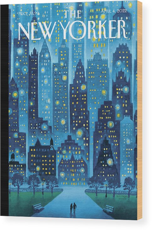 Manhattan Wood Print featuring the painting Stellar Night by Mark Ulriksen