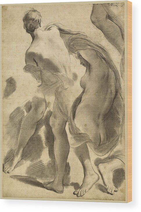 Gaetano Gandolfi Wood Print featuring the drawing Studies of Female Nudes by Gaetano Gandolfi