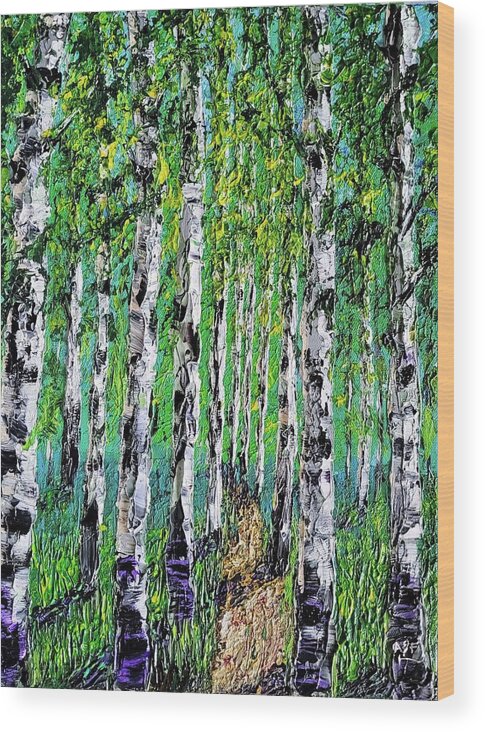 Woods Wood Print featuring the painting Summers Path by Ann Frederick