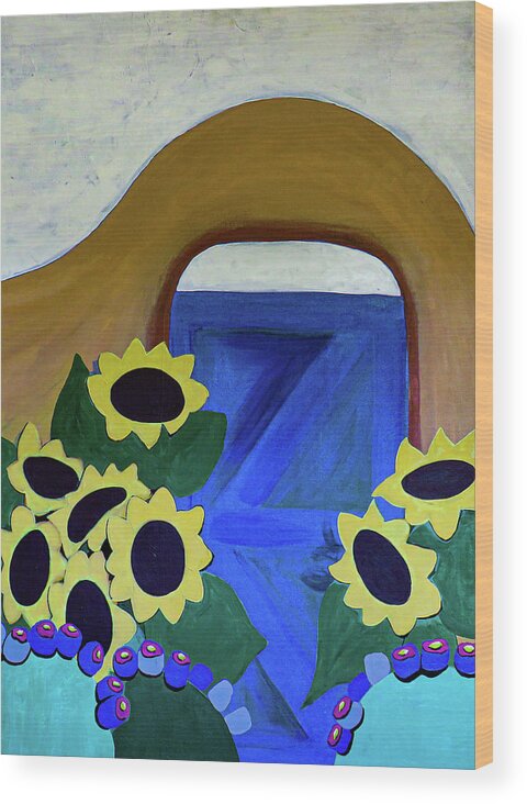 Bold Wood Print featuring the painting Sun Flowers One by Ted Clifton