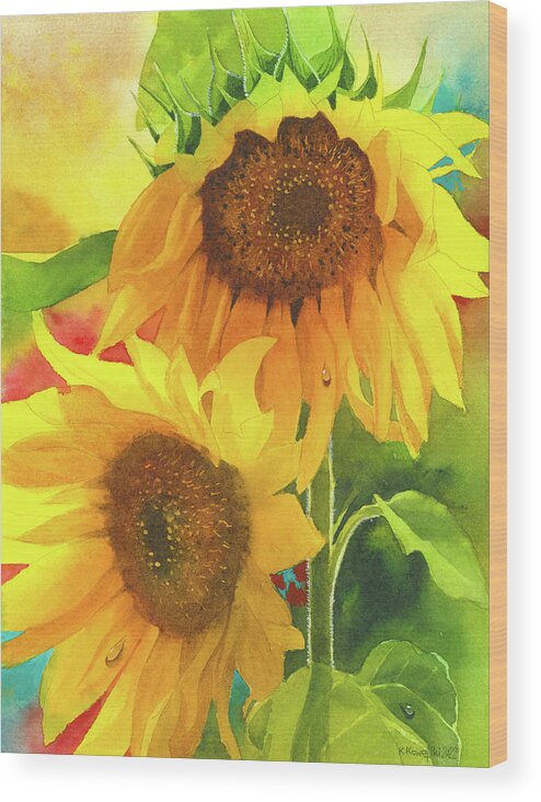 Sunflowers Wood Print featuring the painting Sunflowers for Ukraine by Espero Art