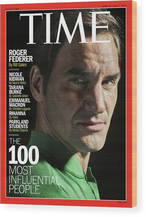 The 100 Wood Print featuring the photograph The 100 Most Influential People - Roger Federer by Photograph by Peter Hapak for TIME