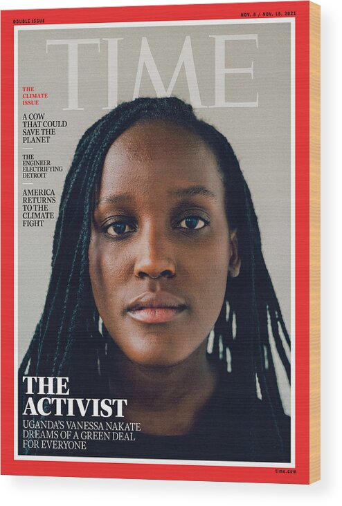 Vanessa Nakate Wood Print featuring the photograph The Activist - Vanessa Nakate - The Climate Issue by Photograph by Mustafah Abdulaziz for TIME