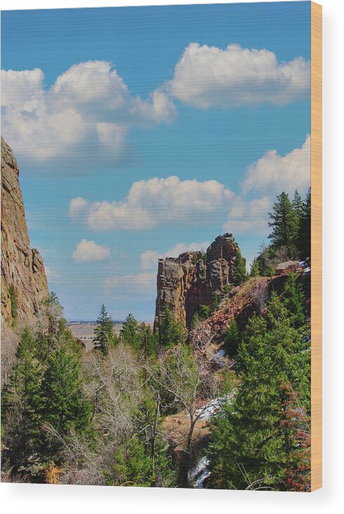 Rock Climber Wood Print featuring the photograph Eldorado Canyon State Park,The Bastille by Tom Potter