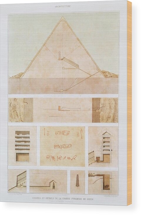 The Great Pyramid of Giza Sections and details Wood Print by Mona ...