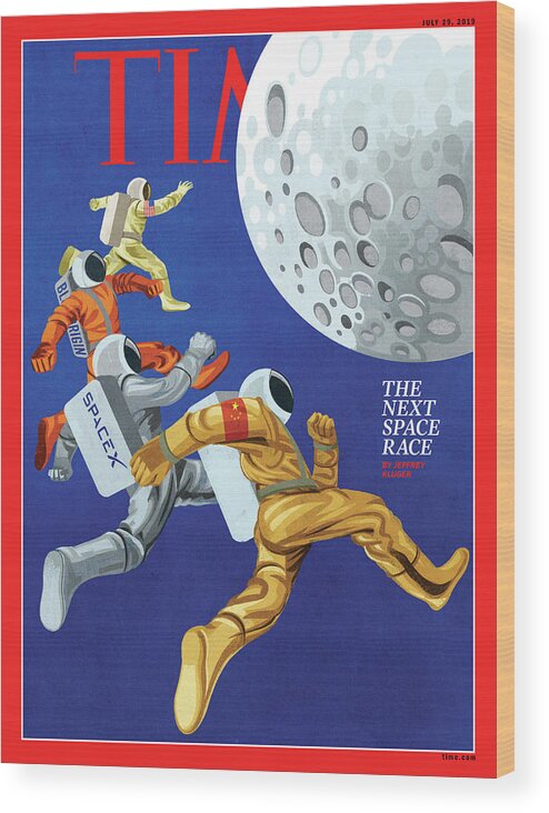 Magazine Wood Print featuring the digital art The Next Space Race by Illustration by Alessandro Gottardo for TIME