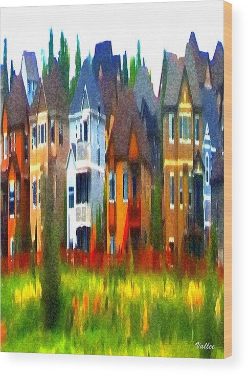 Village Wood Print featuring the painting The Village by Vallee Johnson