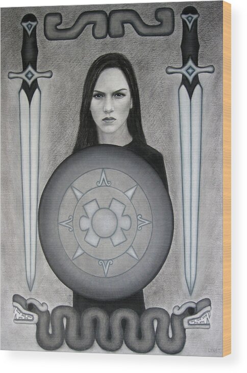 Warrior Wood Print featuring the drawing The Warrior by Lynet McDonald