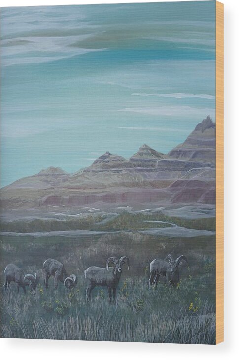 Ram Wood Print featuring the painting The Young Ones by Elissa Ewald