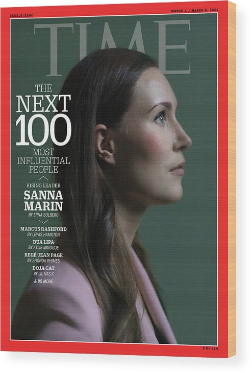 Time 100 Next Wood Print featuring the photograph TIME 100 Next - Sanna Marin by Photograph by Marie Hald--INSTITUTE for TIME