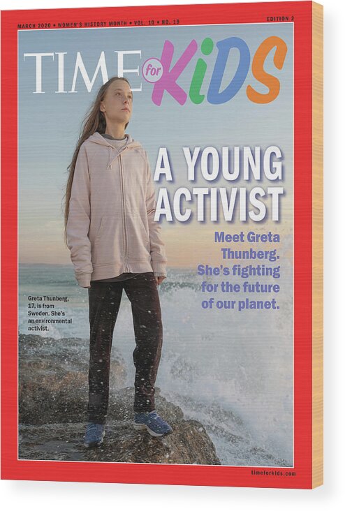 Greta Thunberg Time For Kids Wood Print featuring the photograph TIME for Kids Greta Thunberg by Time