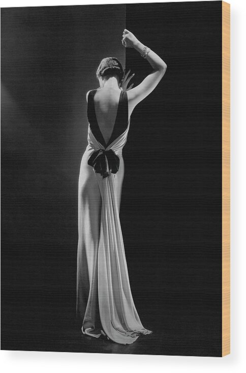 Fashion Wood Print featuring the photograph Toto Koopman in Evening Dress by Augustabernard, Paris, 1933 by George Hoyningen-Huene