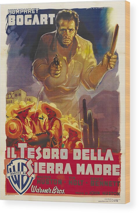 Luigi Wood Print featuring the mixed media ''Treasure of the Sierra Madre'', 1948 - art by Luigi Martinati by Movie World Posters