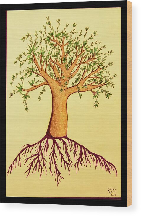 Tree Wood Print featuring the drawing Tree by Karen Nice-Webb