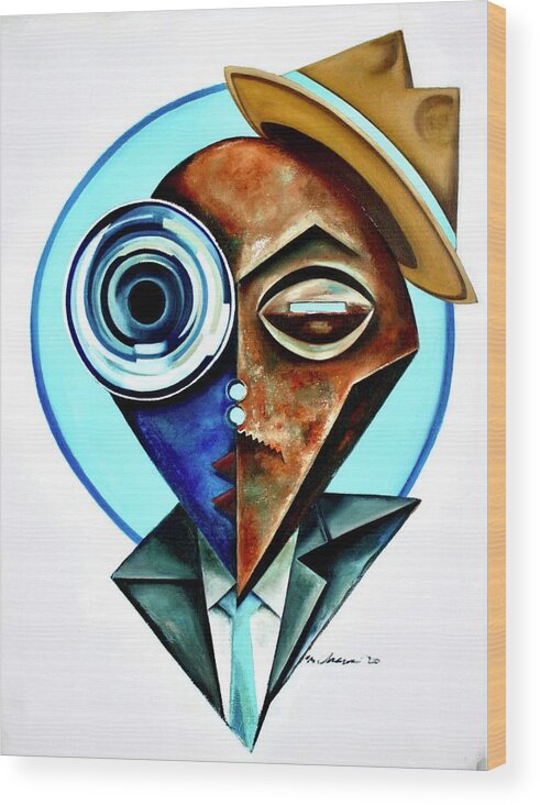 Jazz Wood Print featuring the painting Trumpet Modern Roayle by Martel Chapman