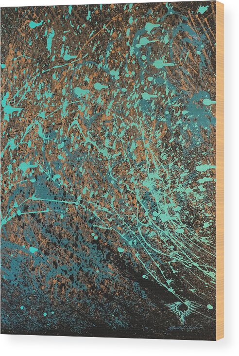 Abstract Wood Print featuring the painting Tsunami by Heather Meglasson Impact Artist