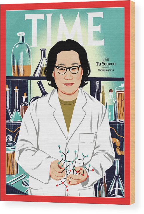 Time Wood Print featuring the photograph Tu Youyou, 1979 by Illustration by Bijou Karman for TIME