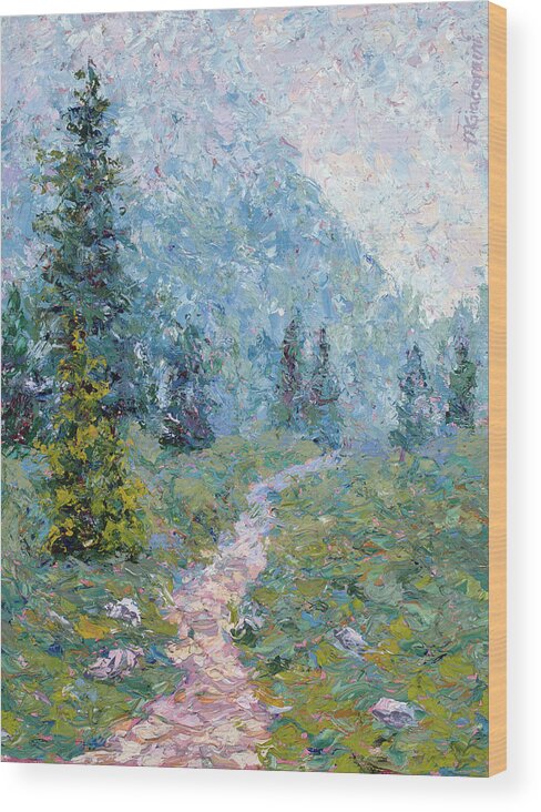 Impasto Wood Print featuring the painting Two Miles High by Mary Giacomini