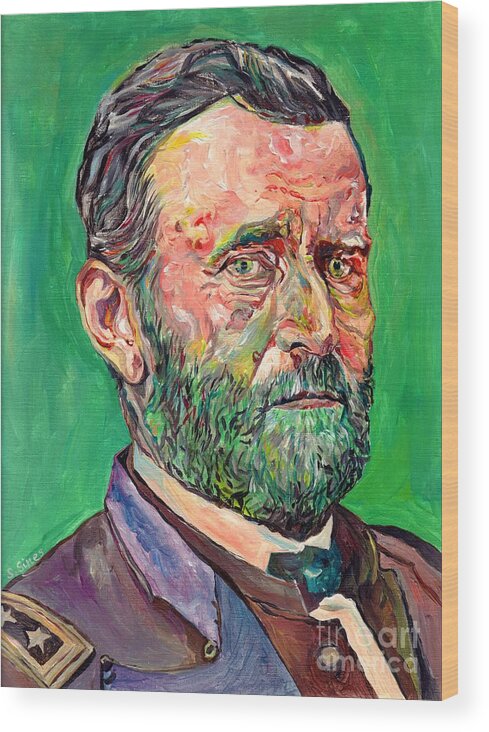 Ulysses Grant Wood Print featuring the painting Ulysses S. Grant Portrait by Suzann Sines