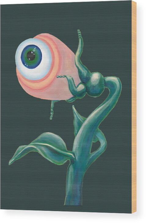 Surreal Wood Print featuring the painting Venus Eye Snap by Vicki Noble