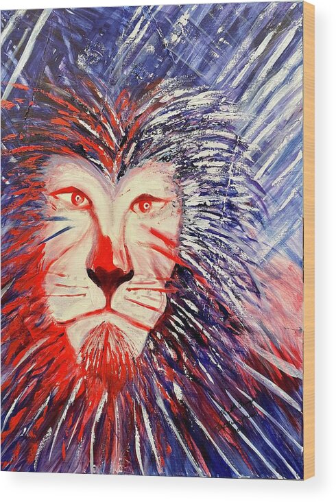 Lion Of Judah Wood Print featuring the painting Victorious in Battle by Deb Brown Maher