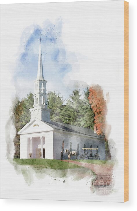 Wedding At The Chapel Wood Print featuring the digital art Wedding at the Chapel by Jayne Carney