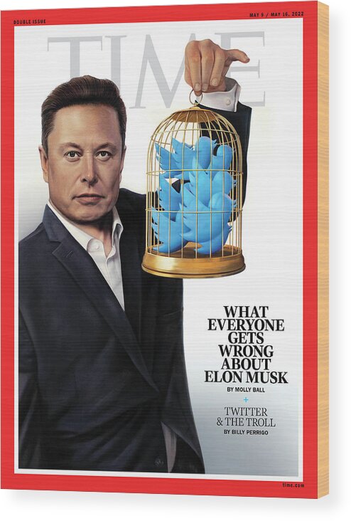 What Everyone Gets Wrong About Elon Musk Wood Print featuring the photograph What Everyone Gets Wrong About Elon Musk by Illustration by Tim O'Brien for TIME