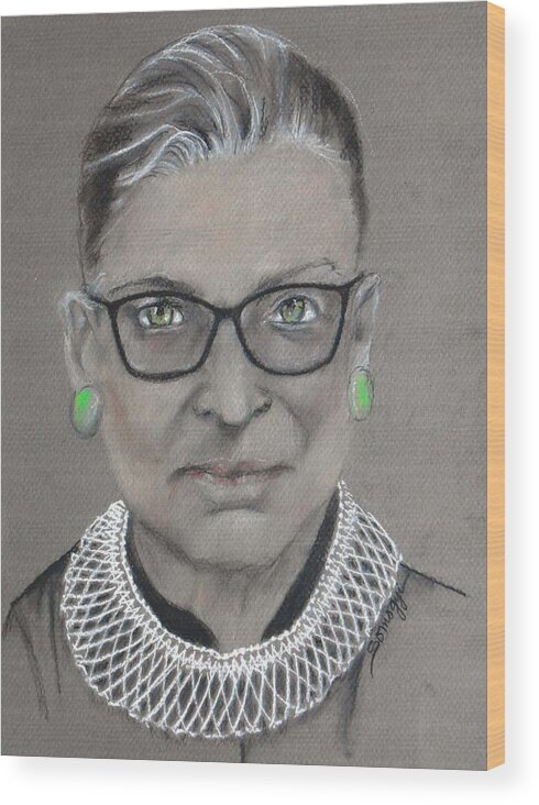 Ruth Bader Ginsburg Wood Print featuring the drawing White-Collar Justice by Jayne Somogy