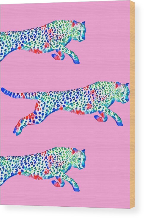Cheetah Wood Print featuring the digital art Wild Cheetah by La Moon Art