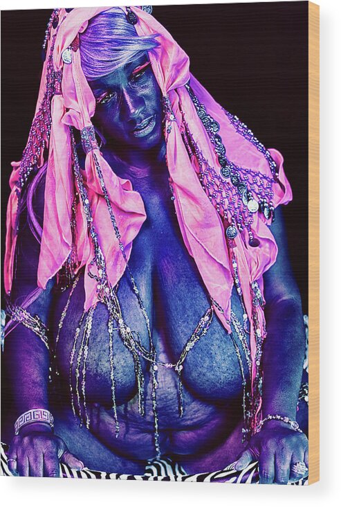 Blacklight Wood Print featuring the photograph Woman of the Pink by Jose Pagan