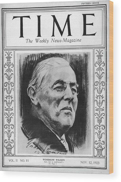Politics Wood Print featuring the photograph Woodrow Wilson - 1923 by Gordon Stevenson