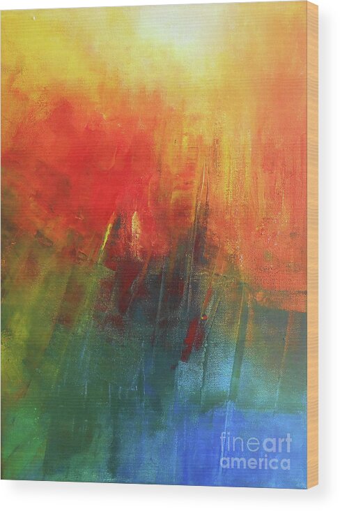 Expressive Colorful Abstract Wood Print featuring the painting Zest Abstract #2 by Jane See