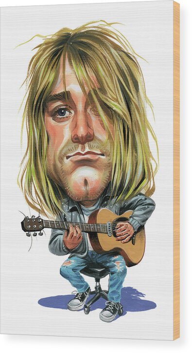 Kurt Cobain Wood Print featuring the painting Kurt Cobain #2 by Art 