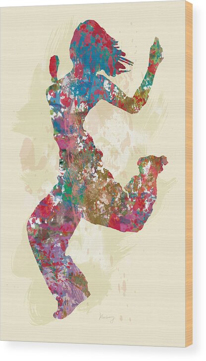 Nude Wood Print featuring the drawing Hip Hop Street Dancing pop stylised art poster #5 by Kim Wang