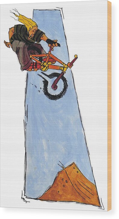 Mike Jory Bmx Wood Print featuring the painting BMX drawing by Mike Jory