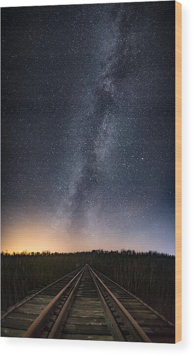 Astrophotography Wood Print featuring the photograph November Milky Way from the Pass Lake Train Trestle, Take 1 by Jakub Sisak