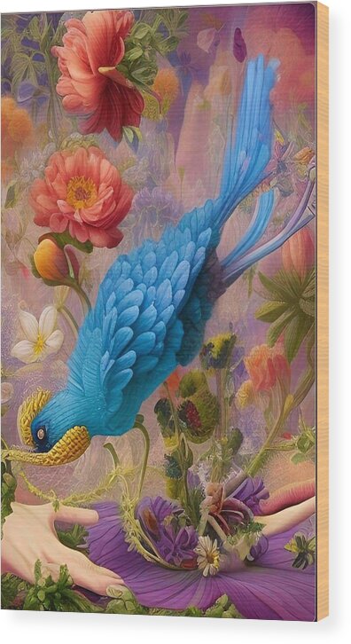 Bird Wood Print featuring the mixed media Beautiful Bird by Nancy Ayanna Wyatt