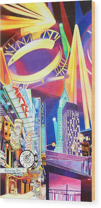 Phish Wood Print featuring the drawing Phish New Years in New York Left panel by Joshua Morton