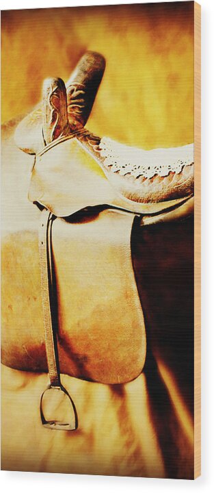 Saddle Wood Print featuring the photograph Grand Mother's Side Saddle by Tina Meador