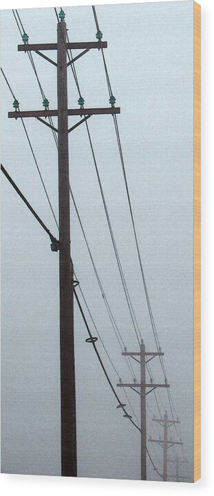 Landscape Wood Print featuring the photograph Poles In Fog - View On Left by Tony Grider