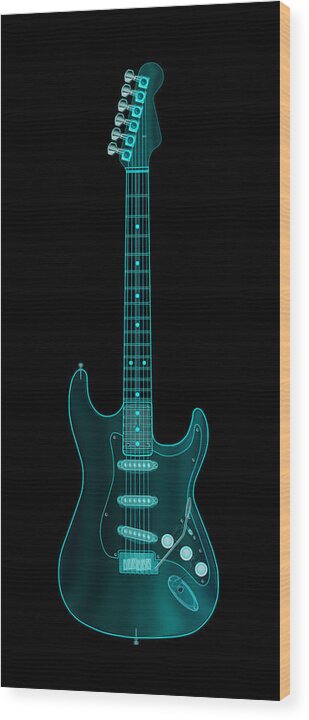 electric Guitar Wood Print featuring the digital art X-Ray Electric Guitar by Michael Tompsett