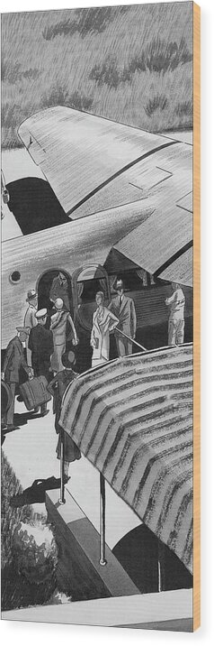 Travel Wood Print featuring the digital art A Lindbergh Airplane In The Arizona Desert by Lemon