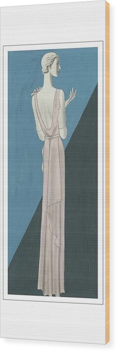 Fashion Wood Print featuring the digital art A Woman Wearing A Gown By Mainbocher by Eduardo Garcia Benito