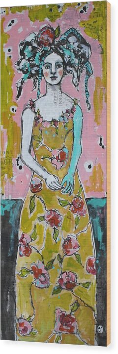 Mixed Media Wood Print featuring the painting Garden Party by Jane Spakowsky